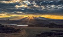 Sunrise over Manti - La Sal Mountains. Canyonlands, Utah.