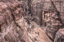 The Treasury (Al Khazna). A view from Al Khubta Mountain. Petra, Jordan.